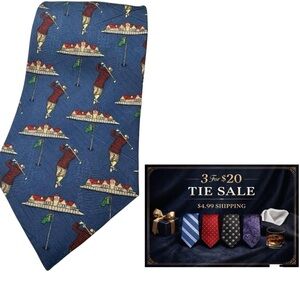 Vintage 90s Tommy Hilfiger Golf Print 100% Silk Tie 3.75x56 Y2K Preppy Office